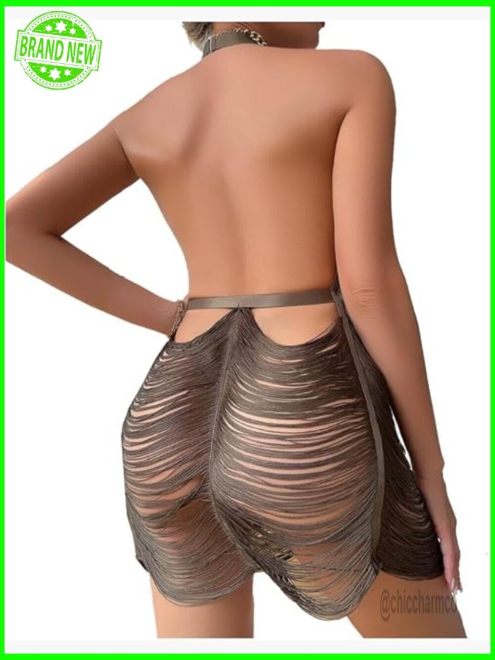 Deep V-Neck Halter Bodycon Mini Dress for Night Out